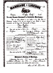 Marriage License of William Winfield and Lula Claiborne Jan 25th 1900